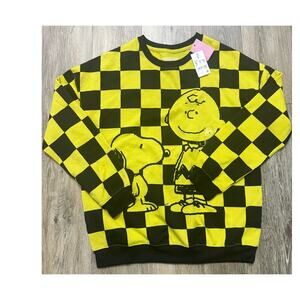 Peanuts Snoopy & Charlie Brown Sweatshirt Black & Yellow, S